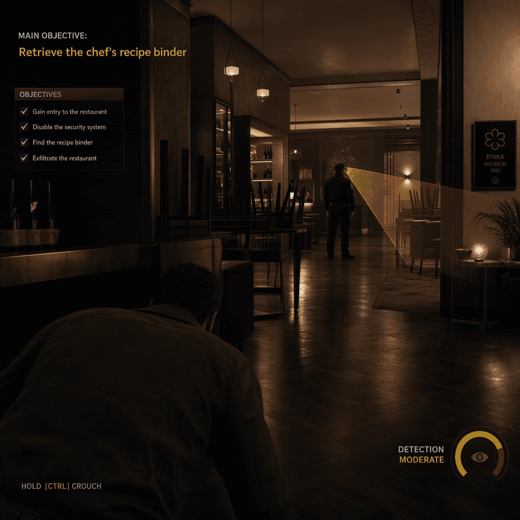 Stealth-action game screenshot generated with ChatGPT Images 2.0