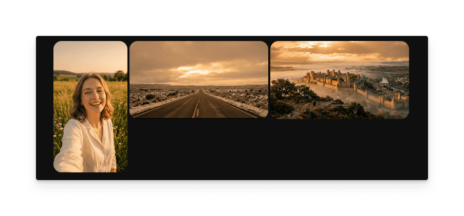 调色输出，展示多张图像保持一致的色调效果