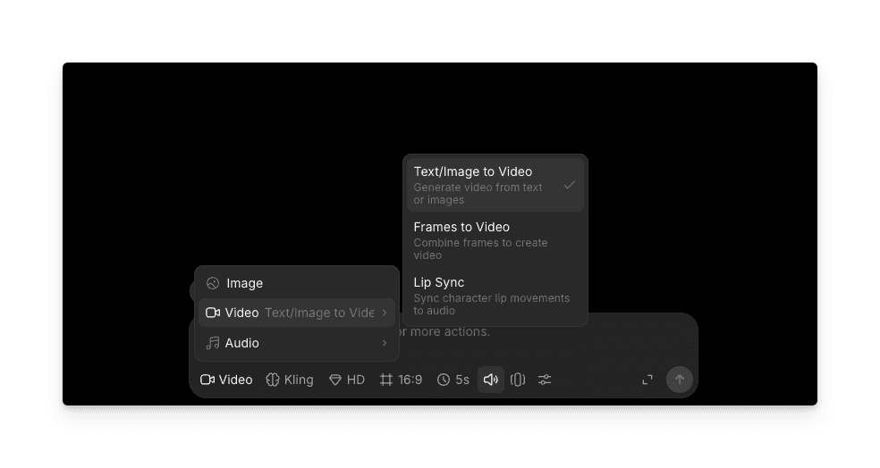 Morphic 프롬프트 바에서 비디오 모드로 전환