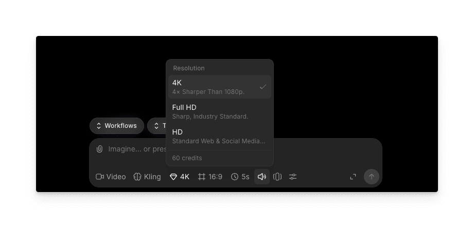 Morphic 영상 설정에서 출력 해상도를 4K로 설정