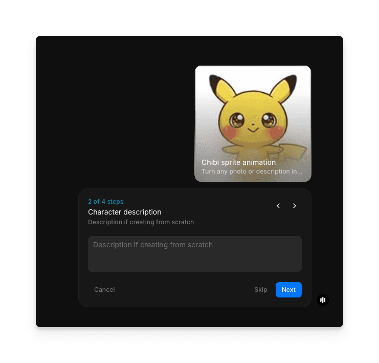 Champs de détails de personnage dans le workflow d'animation de sprites chibi de Morphic