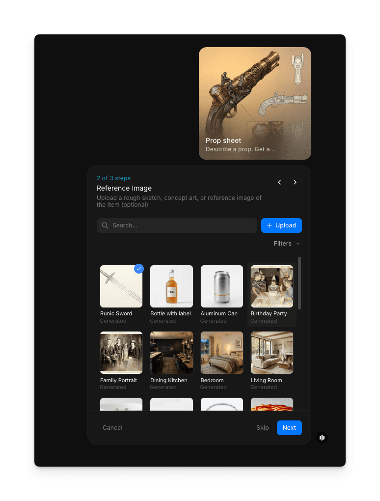 Personnalisation des options de référence pour les angles, le niveau de détail et les annotations dans le workflow de fiche d'accessoire Morphic
