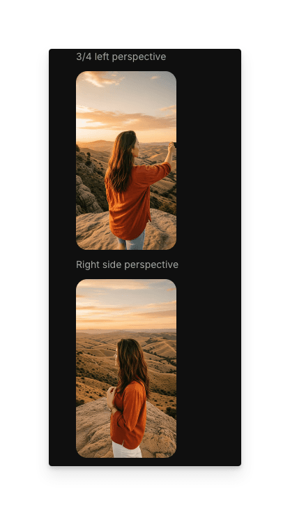 First perspective output showing the image from a new camera angle
