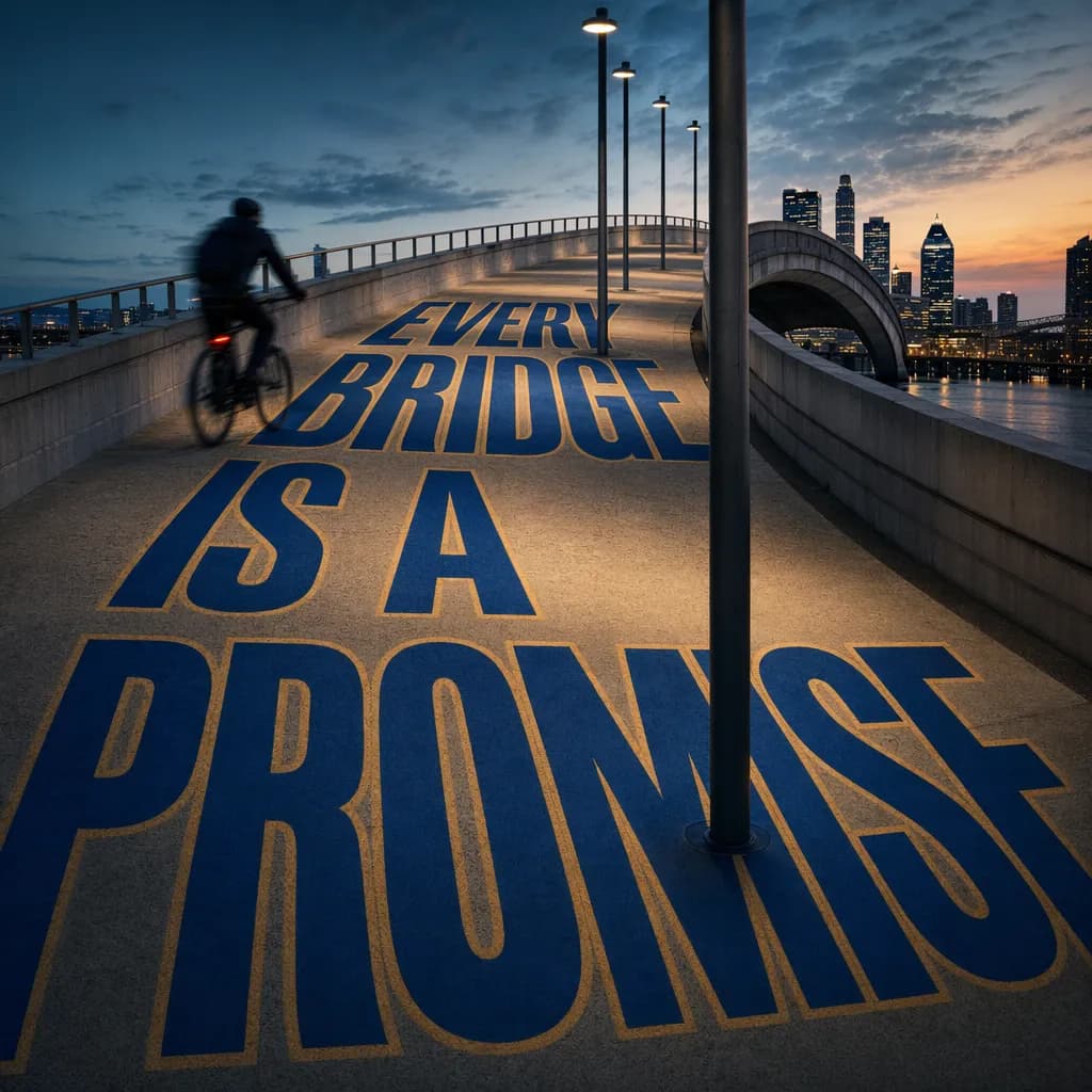 Perspektivische Typografie auf einem Brückenposter, generiert mit ChatGPT Images 2.0