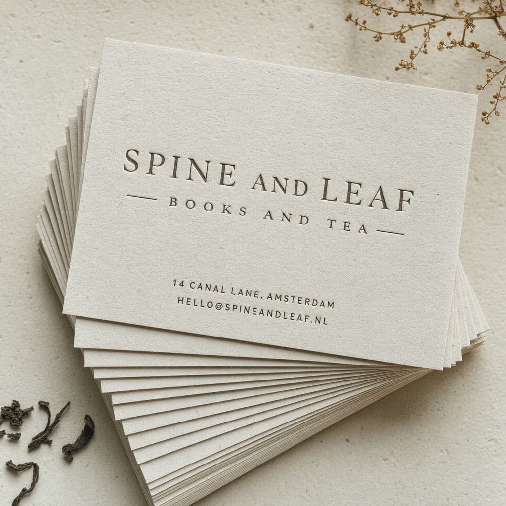 Letterpress bookshop business cards generated with ChatGPT Images 2.0