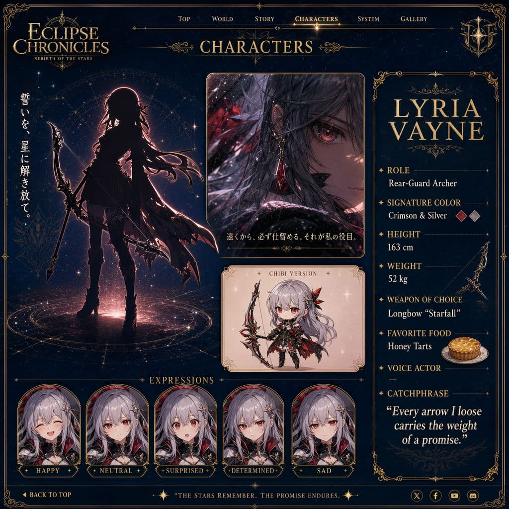Página de presentación de personaje de JRPG, generada con ChatGPT Images 2.0