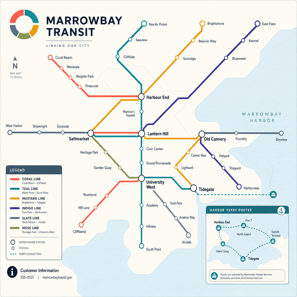 Fictional city subway transit map generated with ChatGPT Images 2.0