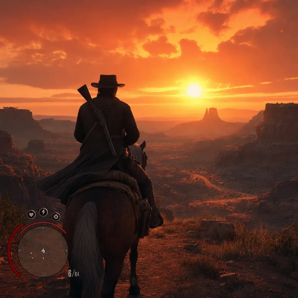 Open-World-Western-Spielszene, generiert mit ChatGPT Images 2.0