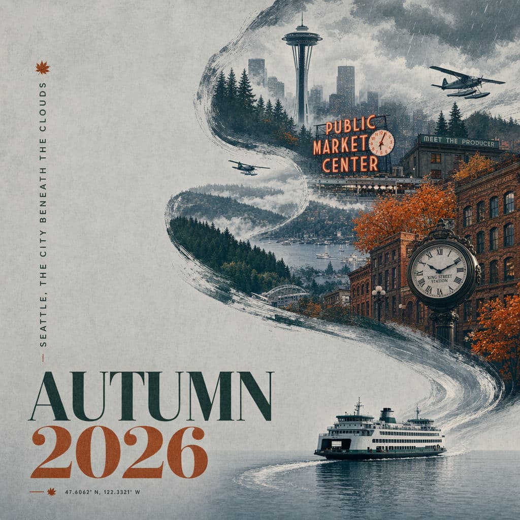 Póster de ciudad otoñal de Seattle, generado con ChatGPT Images 2.0