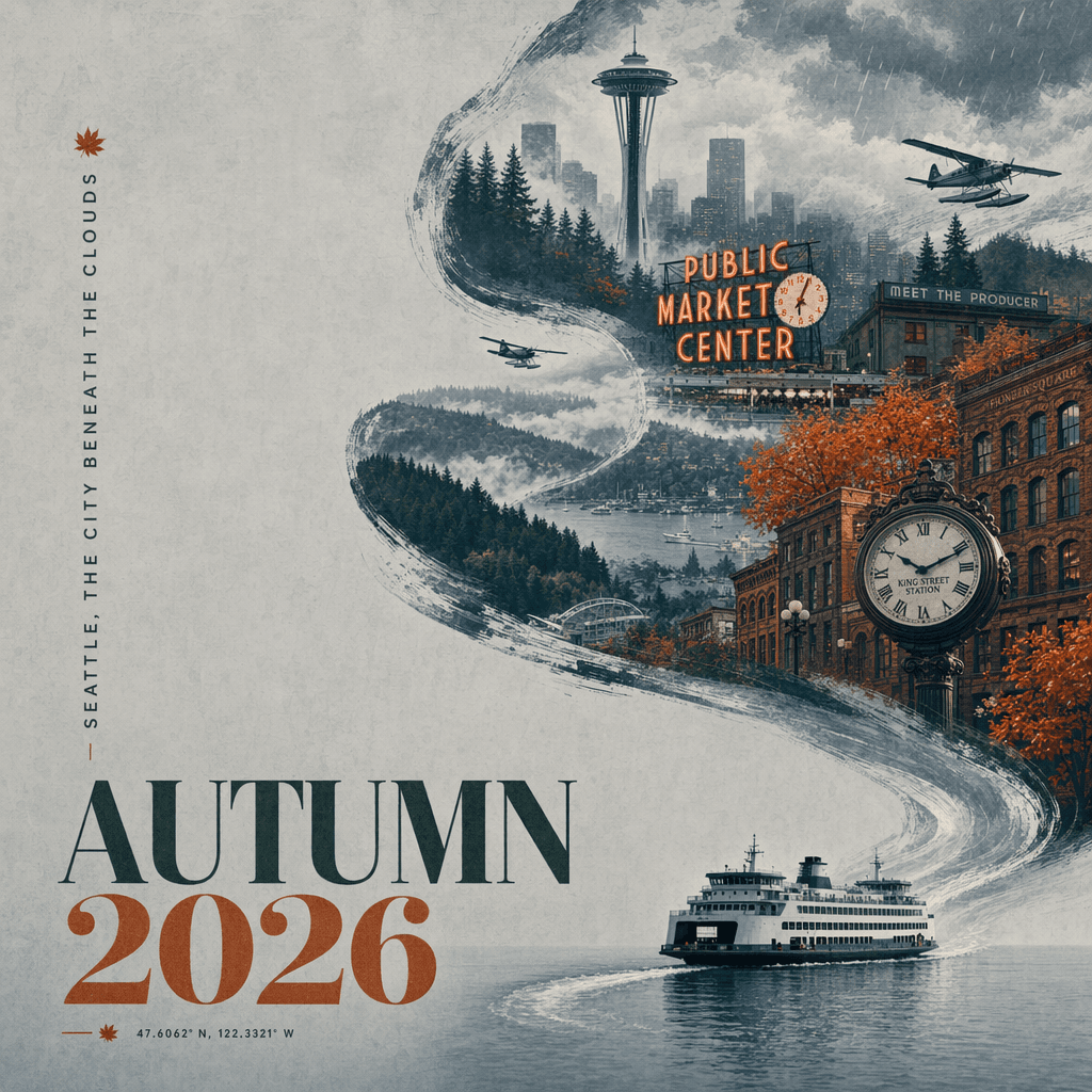 Cartaz de outono da cidade de Seattle, gerado com ChatGPT Images 2.0