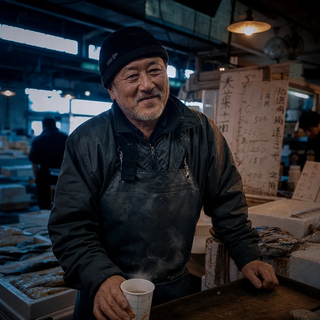 Candid-Porträt auf dem Tokioter Fischmarkt vor Sonnenaufgang, generiert mit ChatGPT Images 2.0