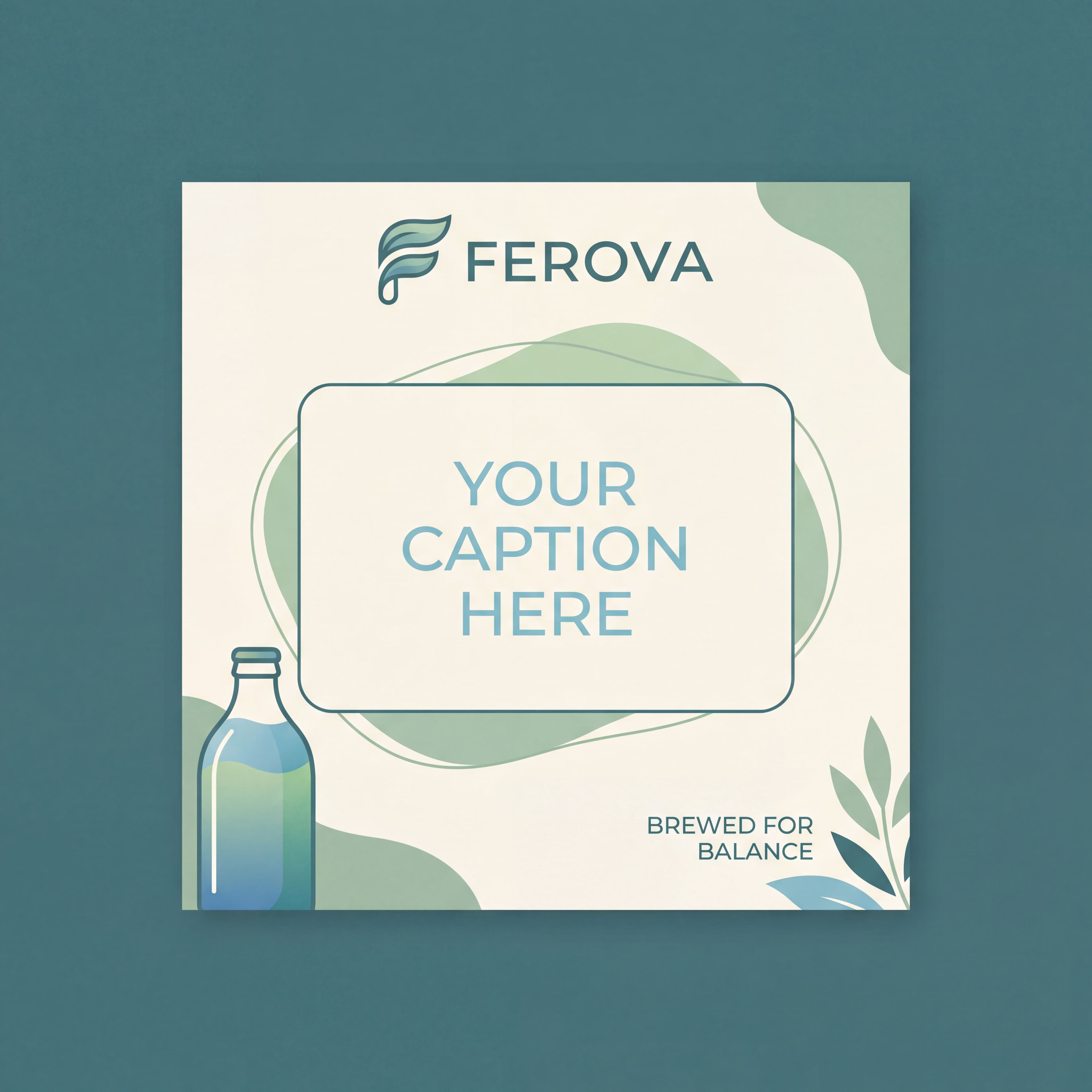 ロゴ、キャプションプレースホルダー、イラスト付きのブランドソーシャルメディア投稿テンプレート