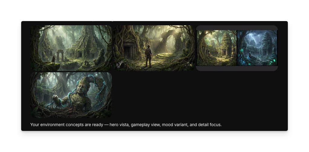 Arte conceptual de entorno de juego generado con un diseño de nivel detallado