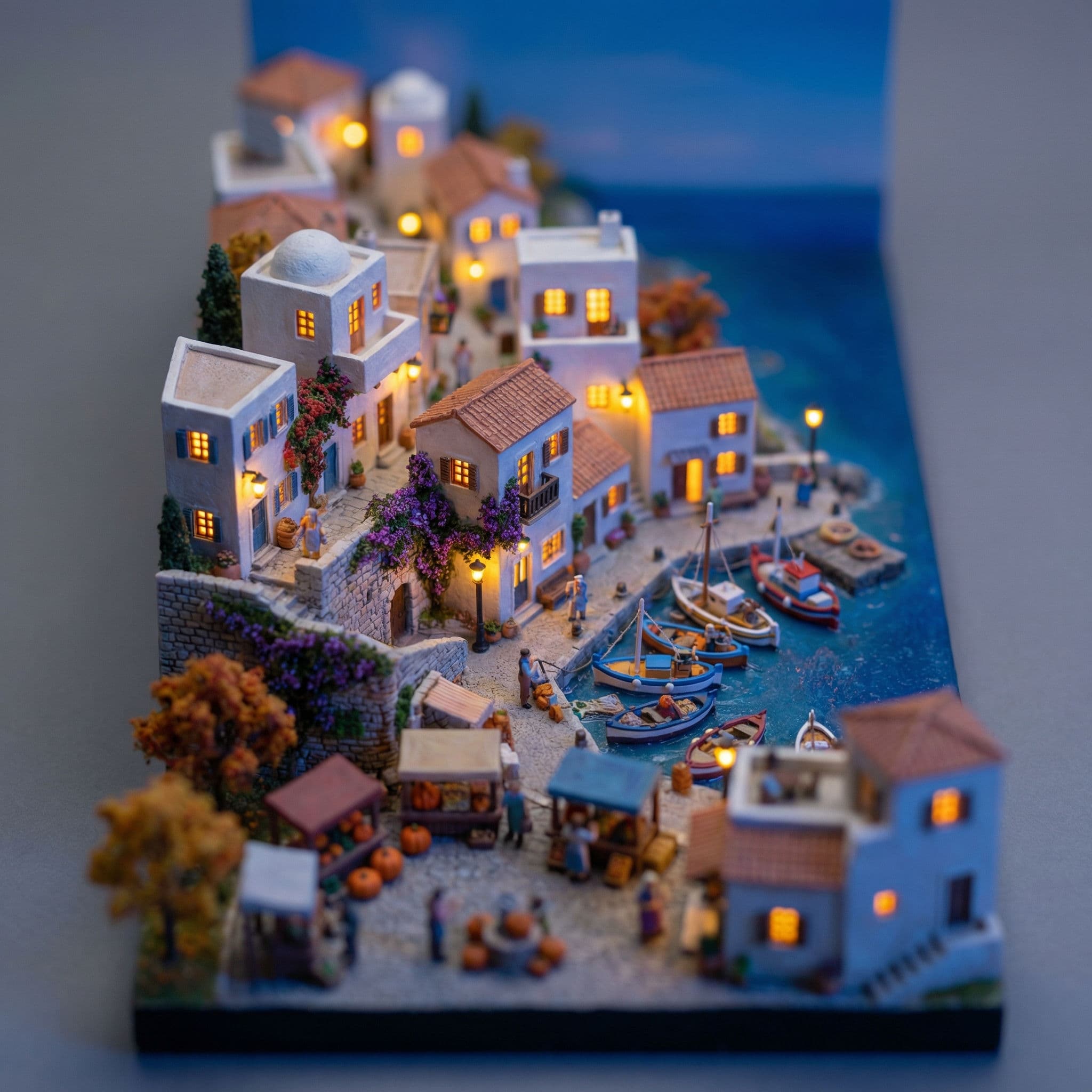 Ilustración de ciudad en miniatura terminada, generada por Morphic