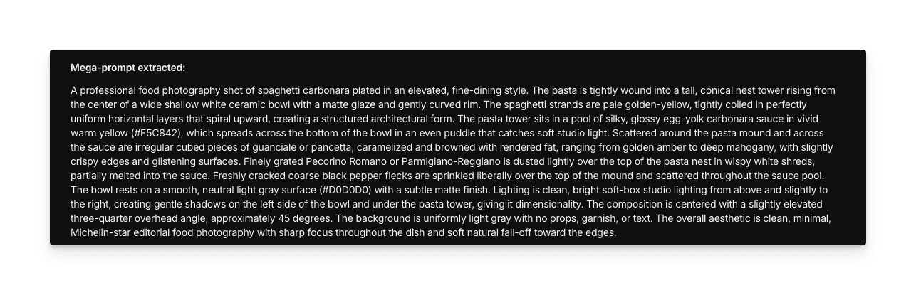 提取的提示词输出及生成的再创作图像