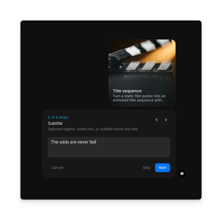 Campo de subtítulo en el workflow de secuencia de títulos de Morphic