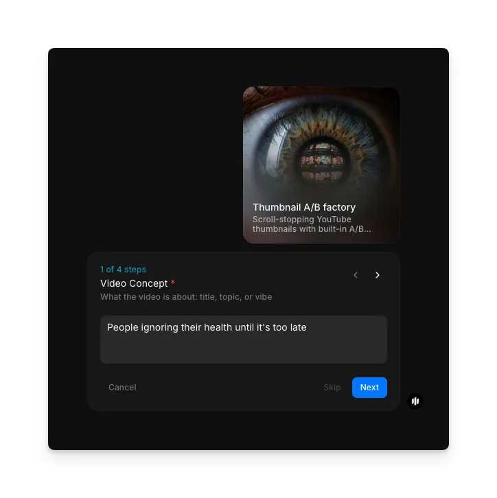 Textfeld Video Concept im Morphic-Thumbnail-Workflow