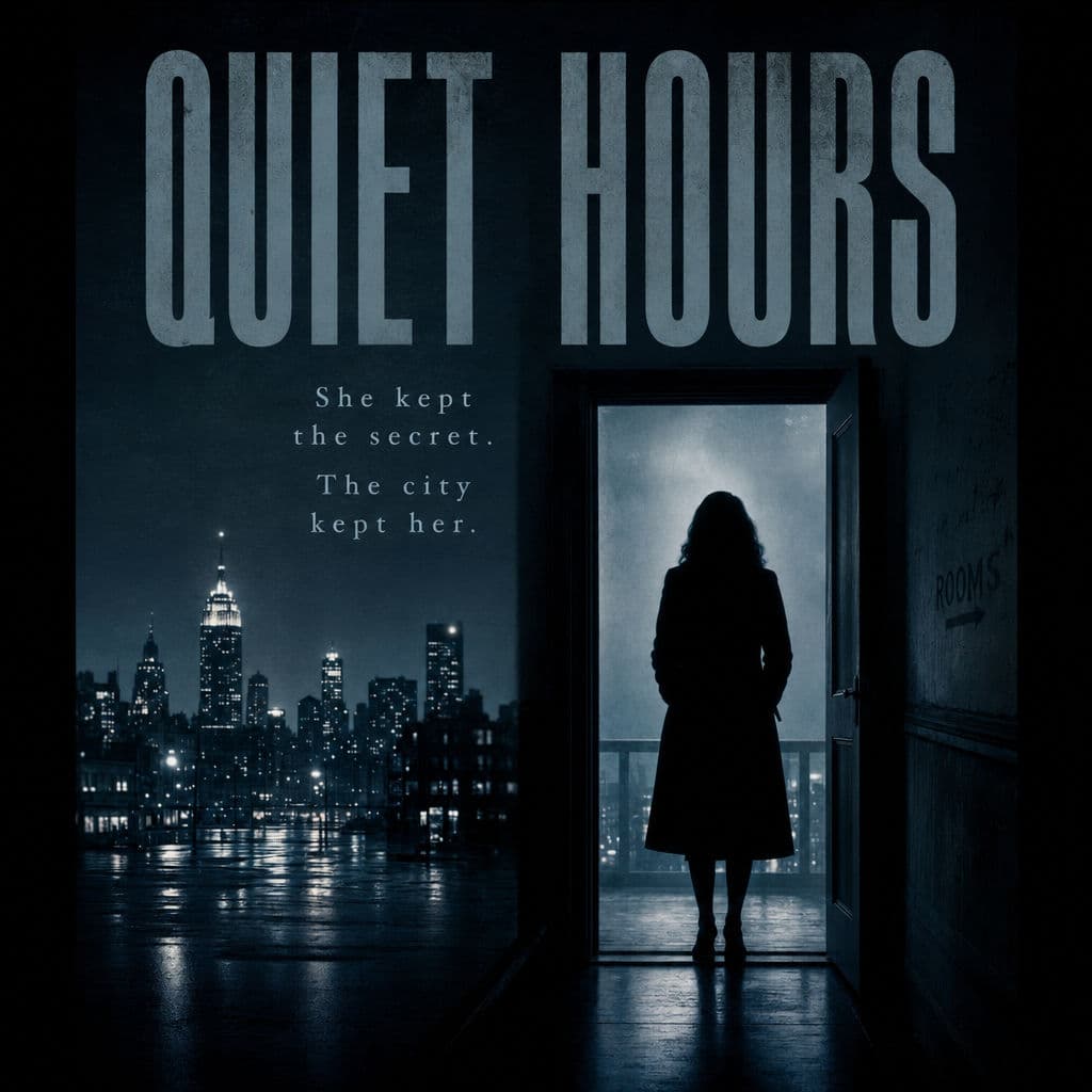 Resultado de póster de película con mucho texto de ChatGPT Images 2.0: póster neo-noir de una película llamada Quiet Hours con tipografía de título y tagline
