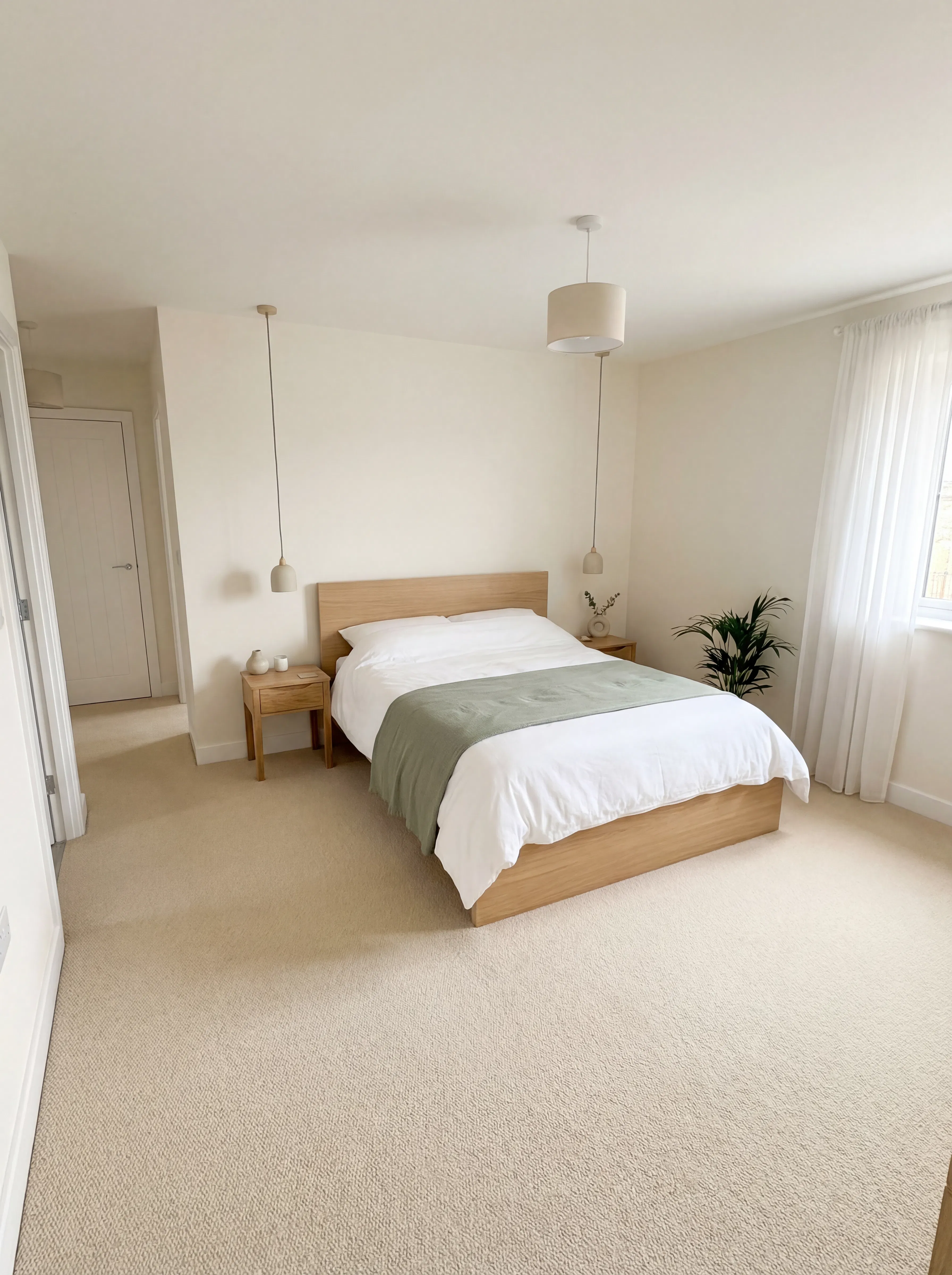 Fotorealistisches Schlafzimmer-Rendering, erzeugt aus einem Grundriss