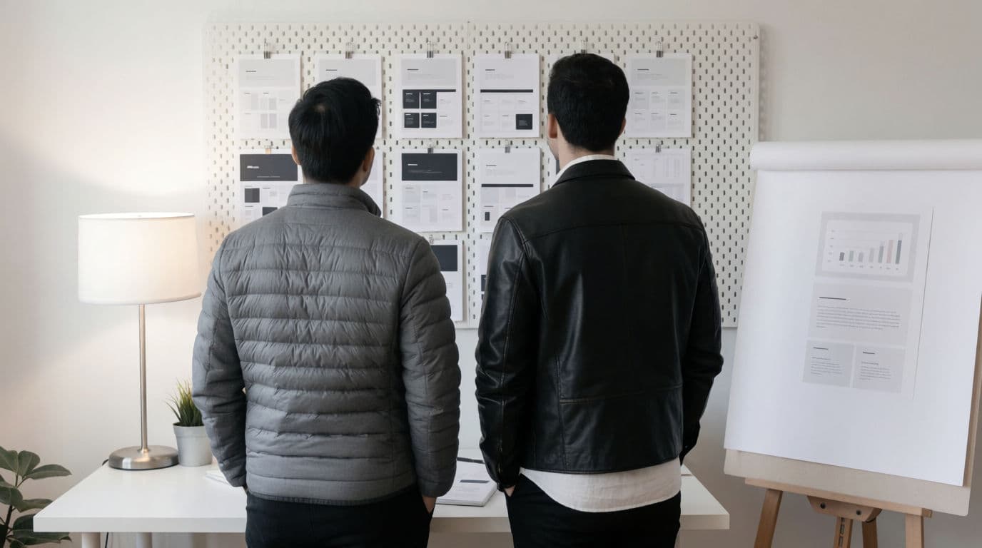 A brand team comparing campaign variants on a board