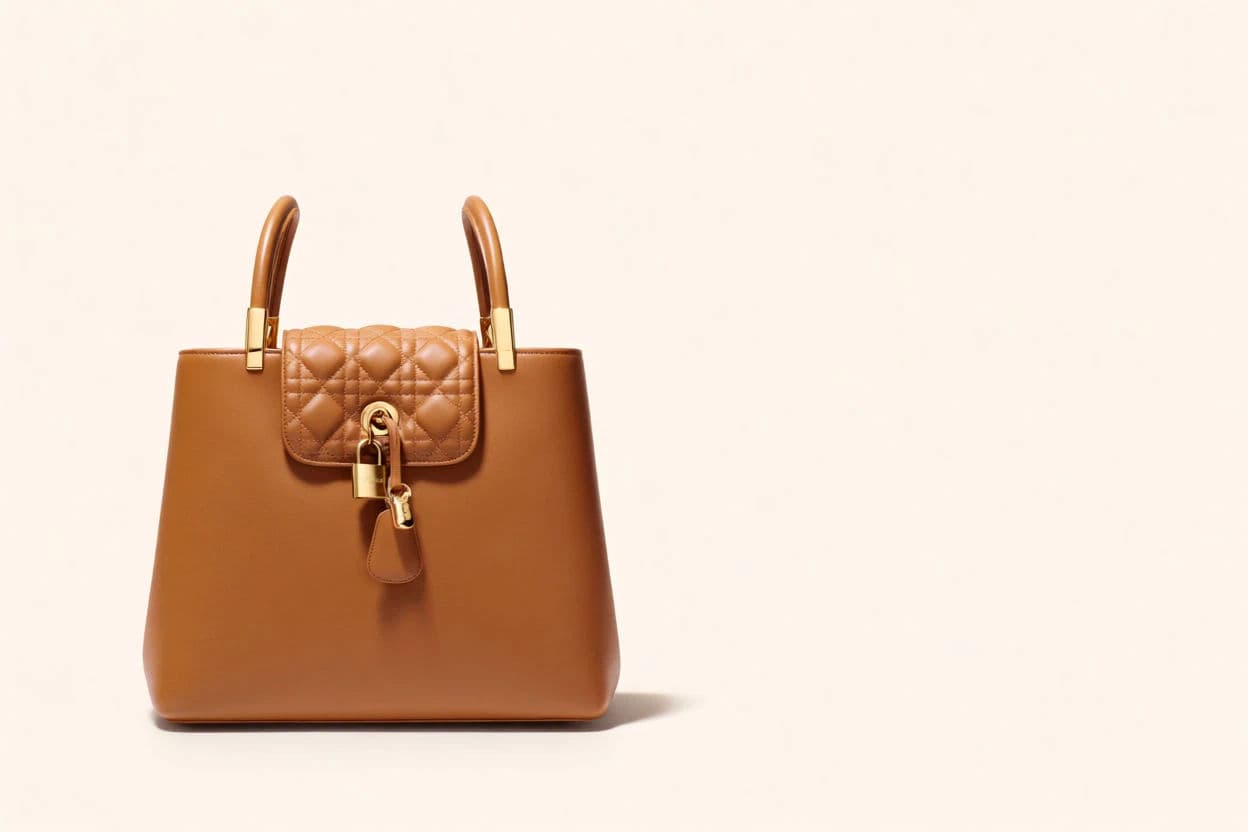 Handbag positioned left with open space on the right