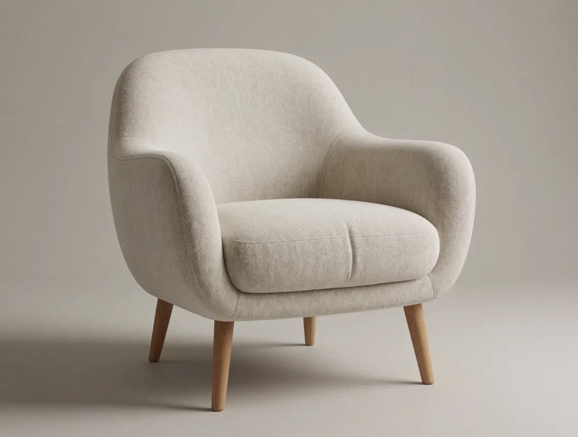 Boucle armchair on a plain studio background as a catalog shot