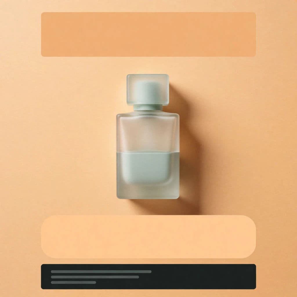 Skincare social ad creative on a warm peach background
