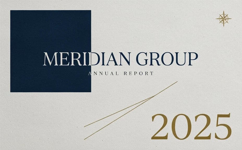 First annual report cover option with the year and company name in a clean layout