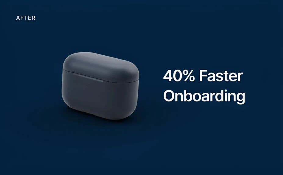 The same product photo as a branded hero with a color field and headline
