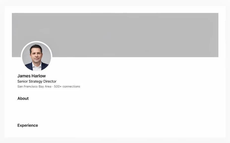 LinkedIn profile with a plain default header