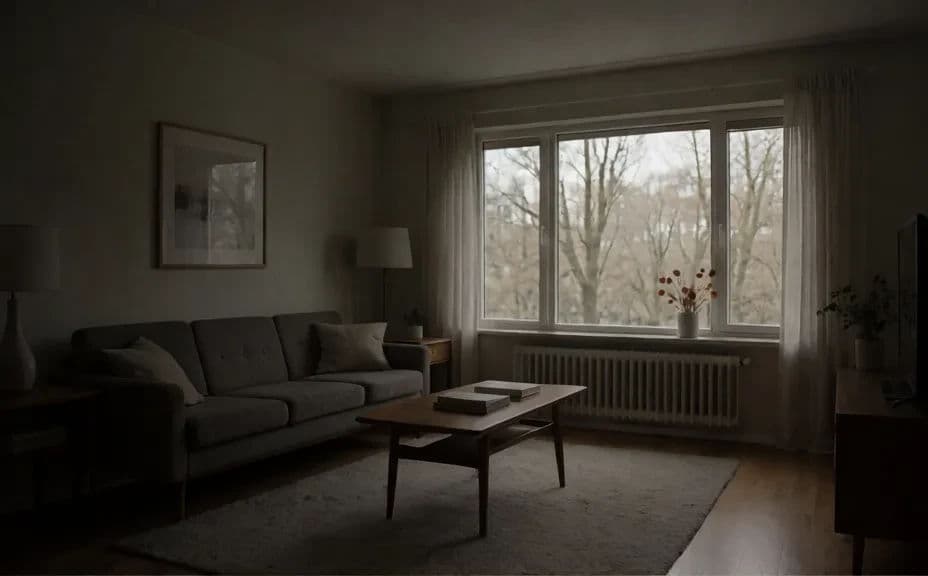 Dim, underexposed interior real estate photo before brightening