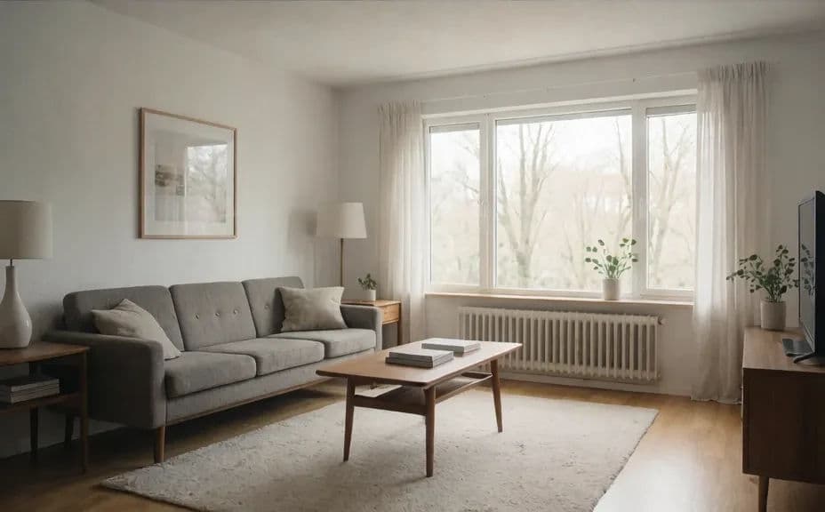 The same interior brightened into a well-lit, inviting room