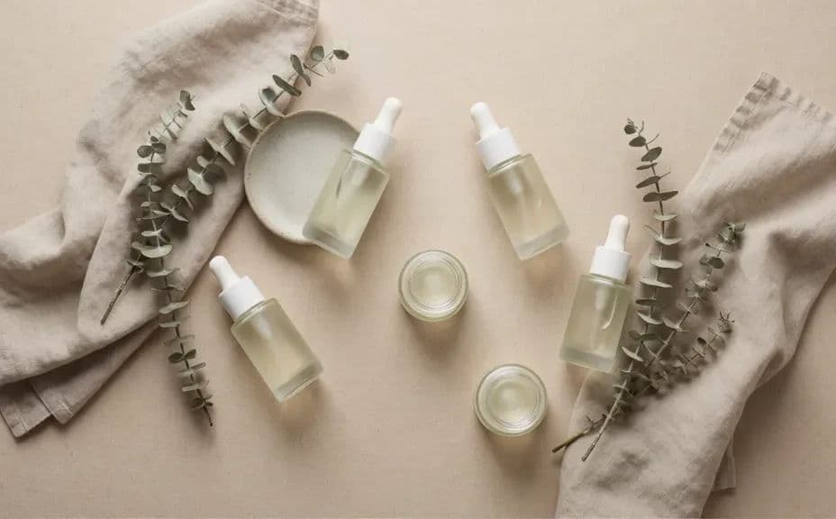 Top-down flat lay of the products in one styling arrangement