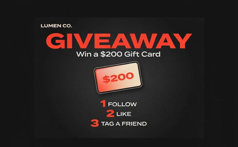 Giveaway graphic with the prize and entry steps in one layout