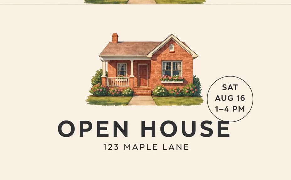 Open house graphic design B with date and time