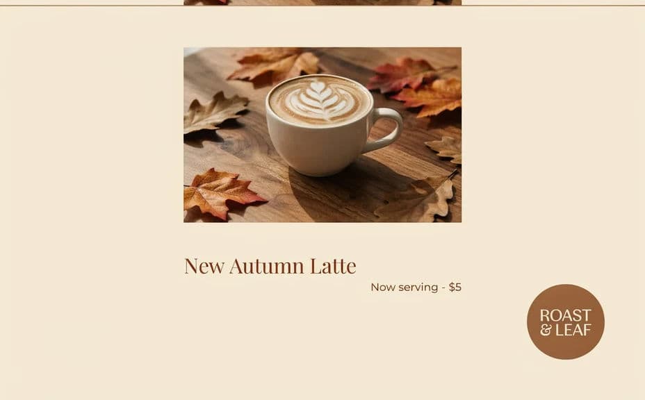 Cafe Instagram post design B with caption text