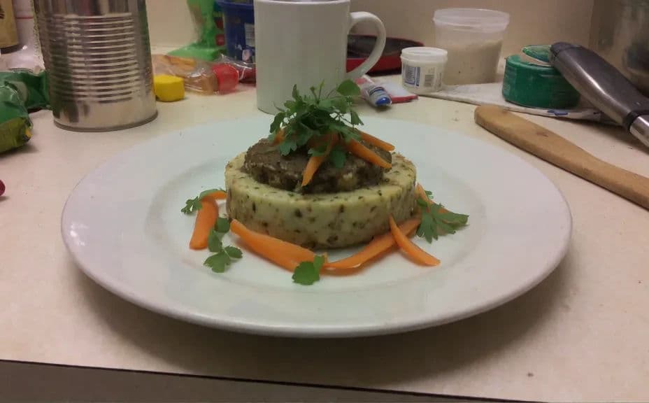 Plain plate photo of the dish before styling