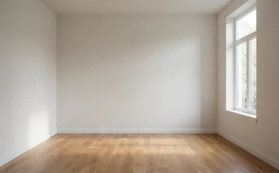 Empty living room with bare floor and walls before staging