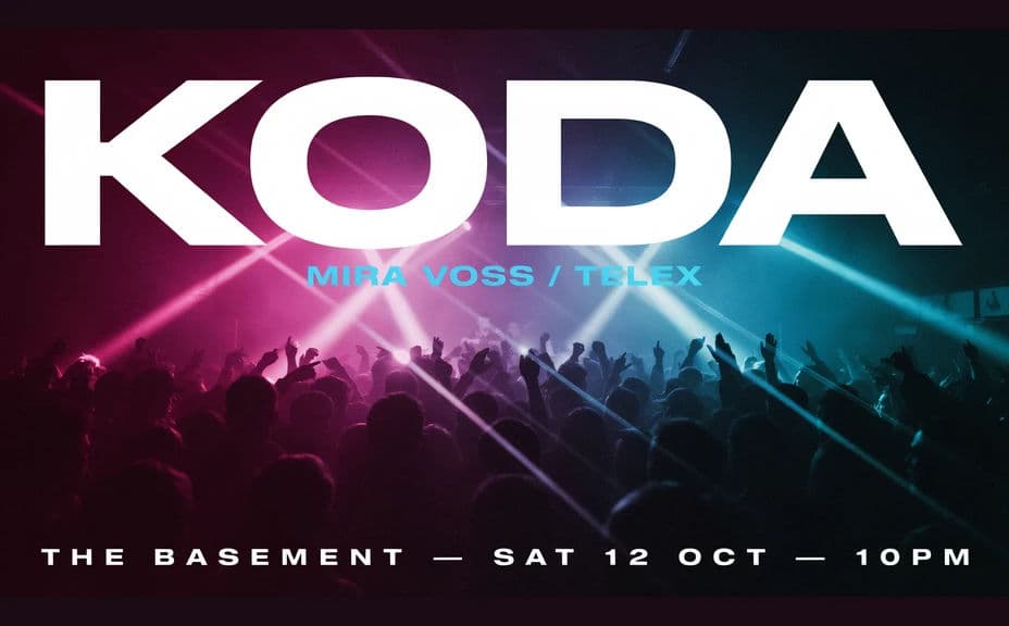 DJ event flyer option with the headline act set over a bold neon background