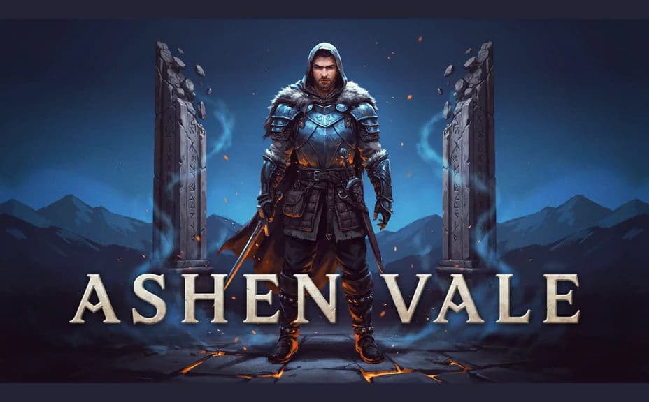 Key art option with the hero centred and the game title below