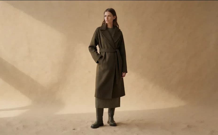 Second lookbook page with a different outfit on the same backdrop and lighting