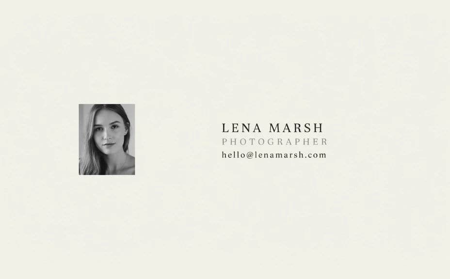 Alternate photographer business card design with a light minimal layout
