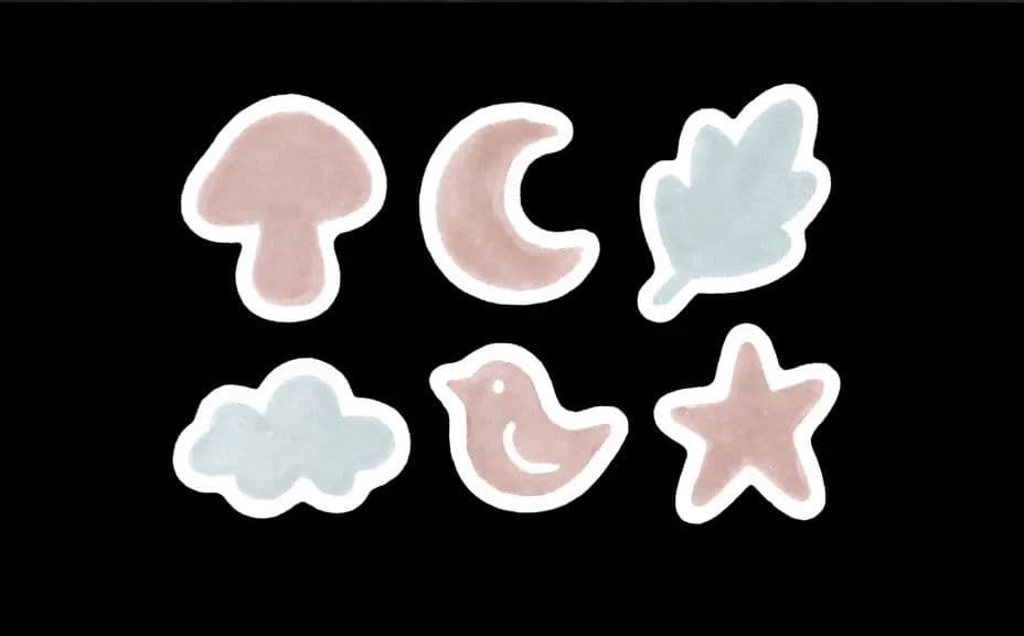 Alternate sticker sheet in a softer illustrated style