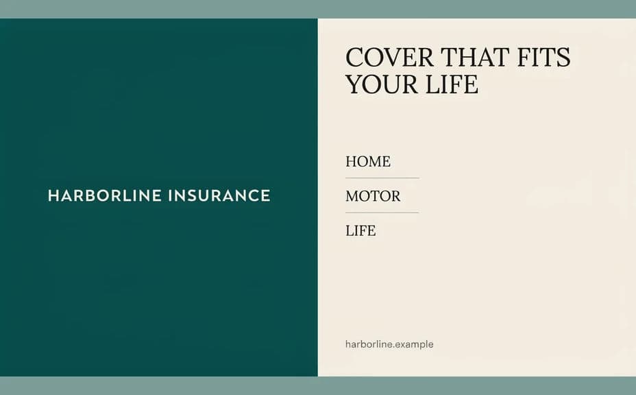 Alternate insurance service flyer layout with a large headline over a clean panel