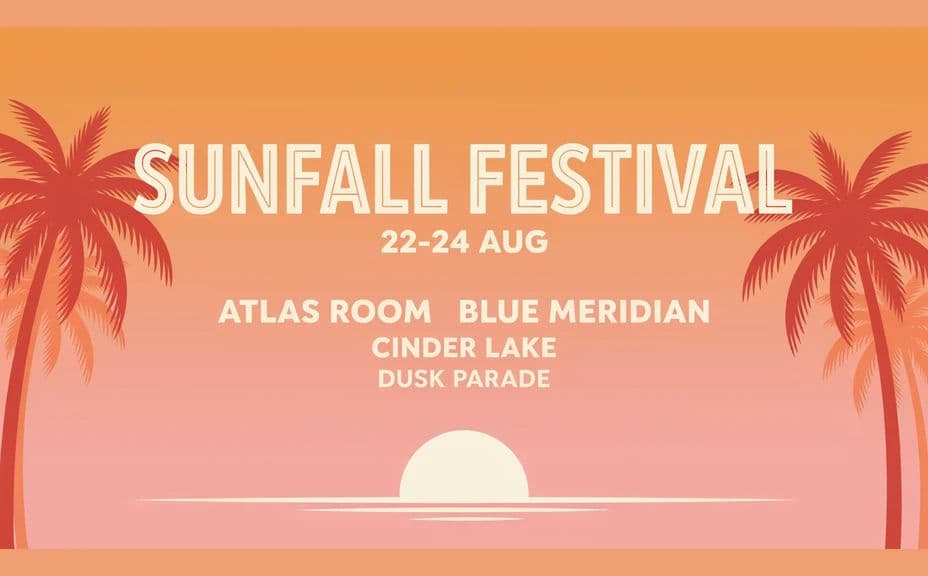 Festival lineup poster design with the festival name, dates, and billing tiers