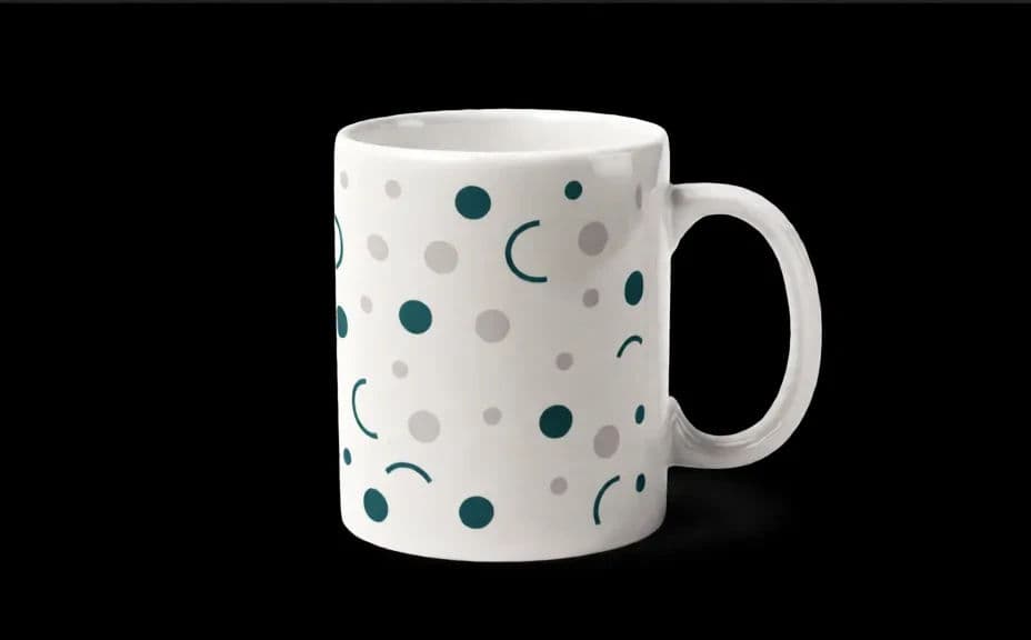 Sparser mug pattern with a single repeated motif