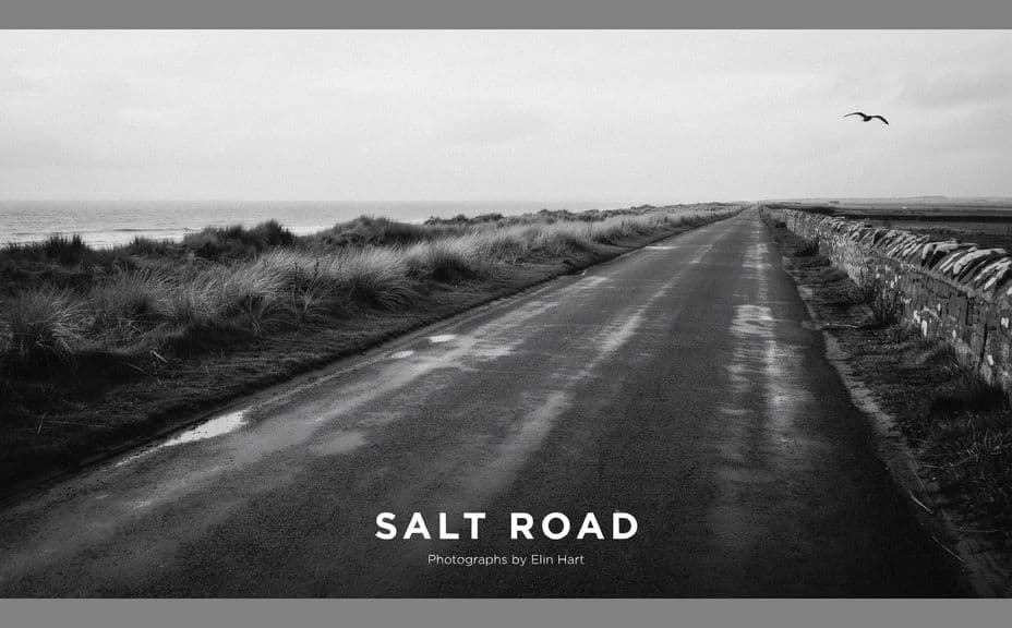 Photo book cover with the title overlaid on a full-bleed photograph
