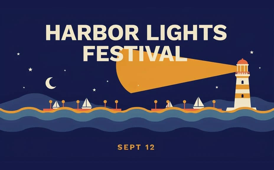 Poster layout with a large headline over a bold image