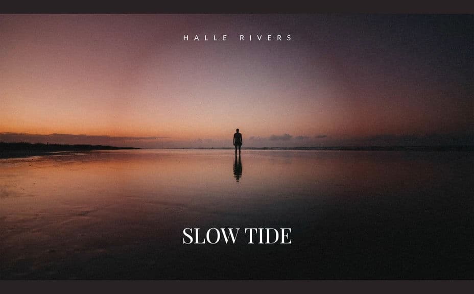 Single release artwork option with the track title over a dusk shoreline photograph
