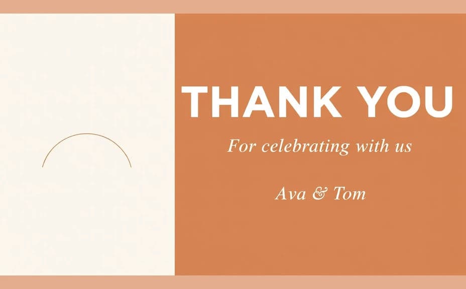 Alternate thank you card with a bold block headline and an offset colour panel